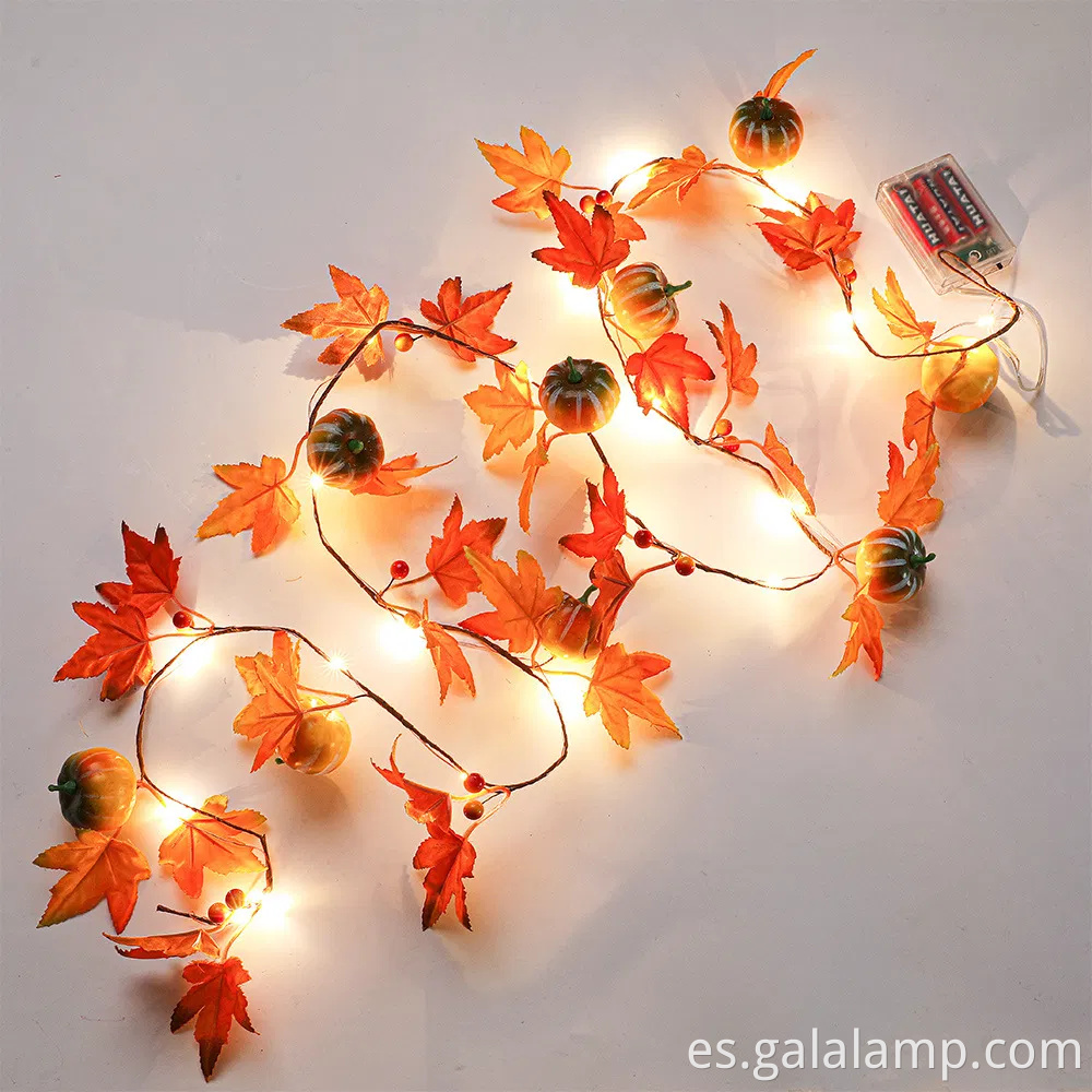 Luces acogedoras de hojas de arce de otoño cálido para la decoración del hogar
